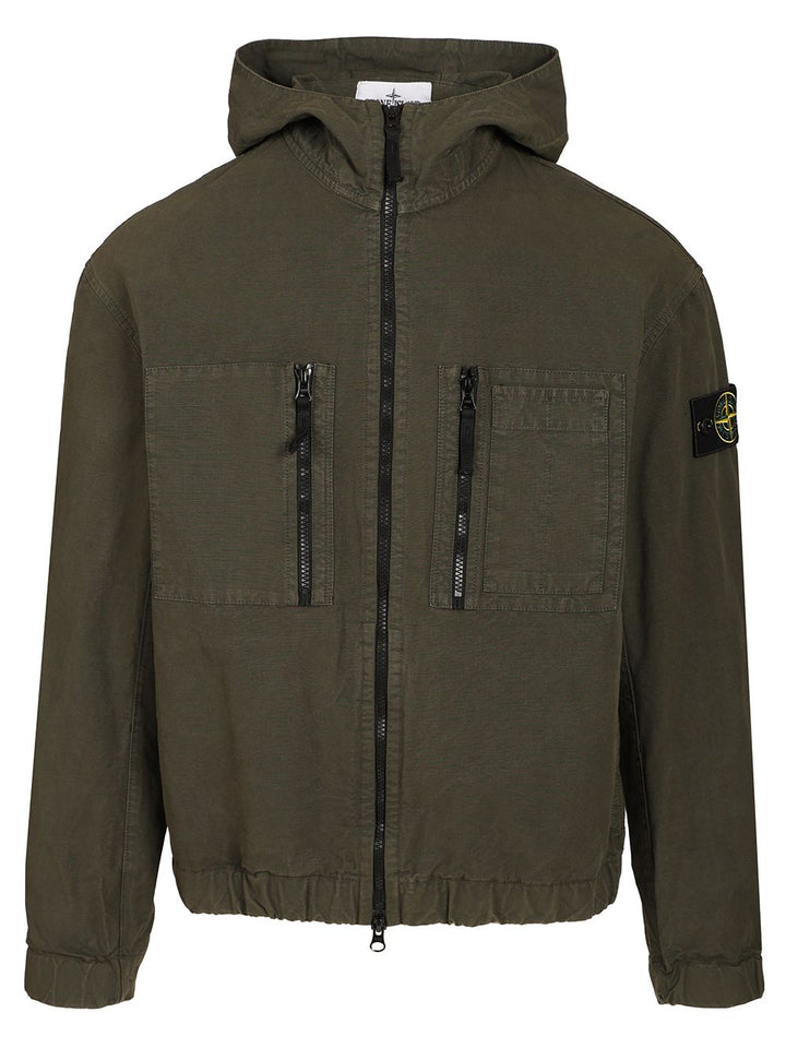 Stone Island Organic Cotton Ripstop Hooded Overshirt Sweatshirts - Grey | 92e42a8cb42a85db9614e33685ab6758f1c81b64