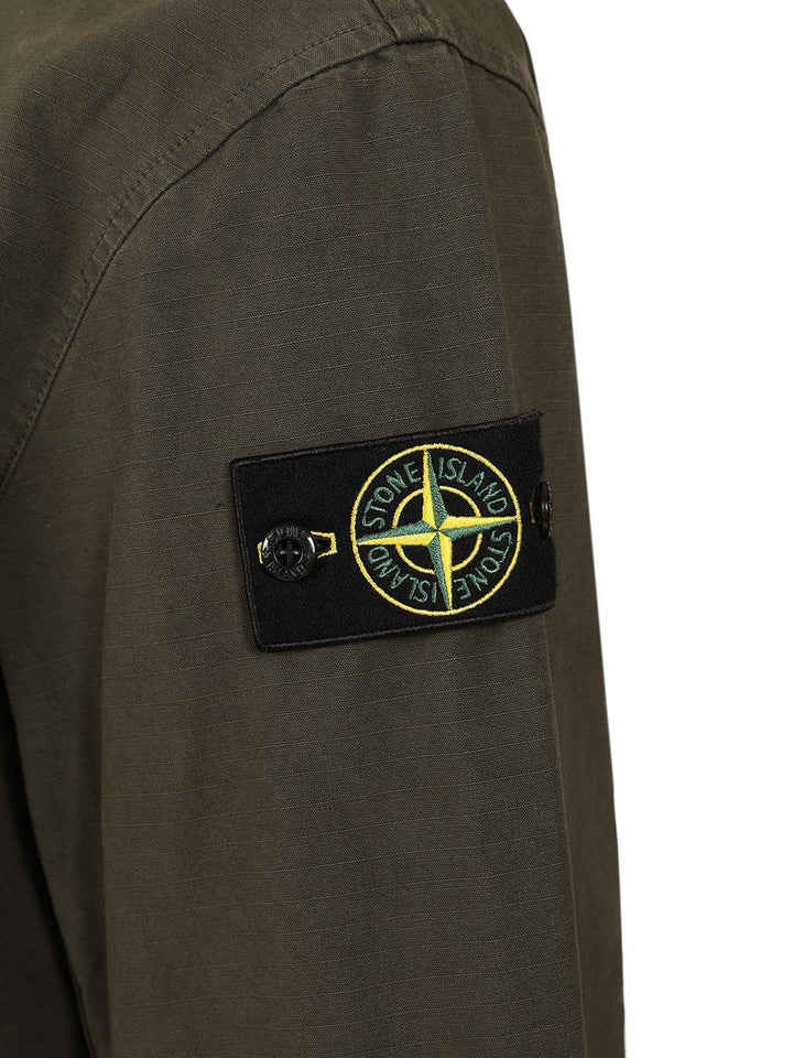 Stone Island Organic Cotton Ripstop Hooded Overshirt Sweatshirts - Grey | 1082ccd1dc7a2b6bb9dbd07f1e5d113f24e498da