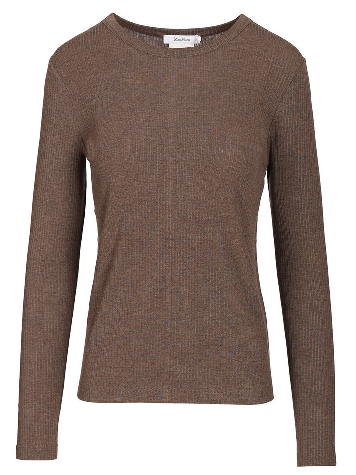 Max Mara Salmone Ribbed Knit Lyocell Seta Knitwear - Beige | 4e63e338d3f1675b7514ee431505f19ae1f1ea38