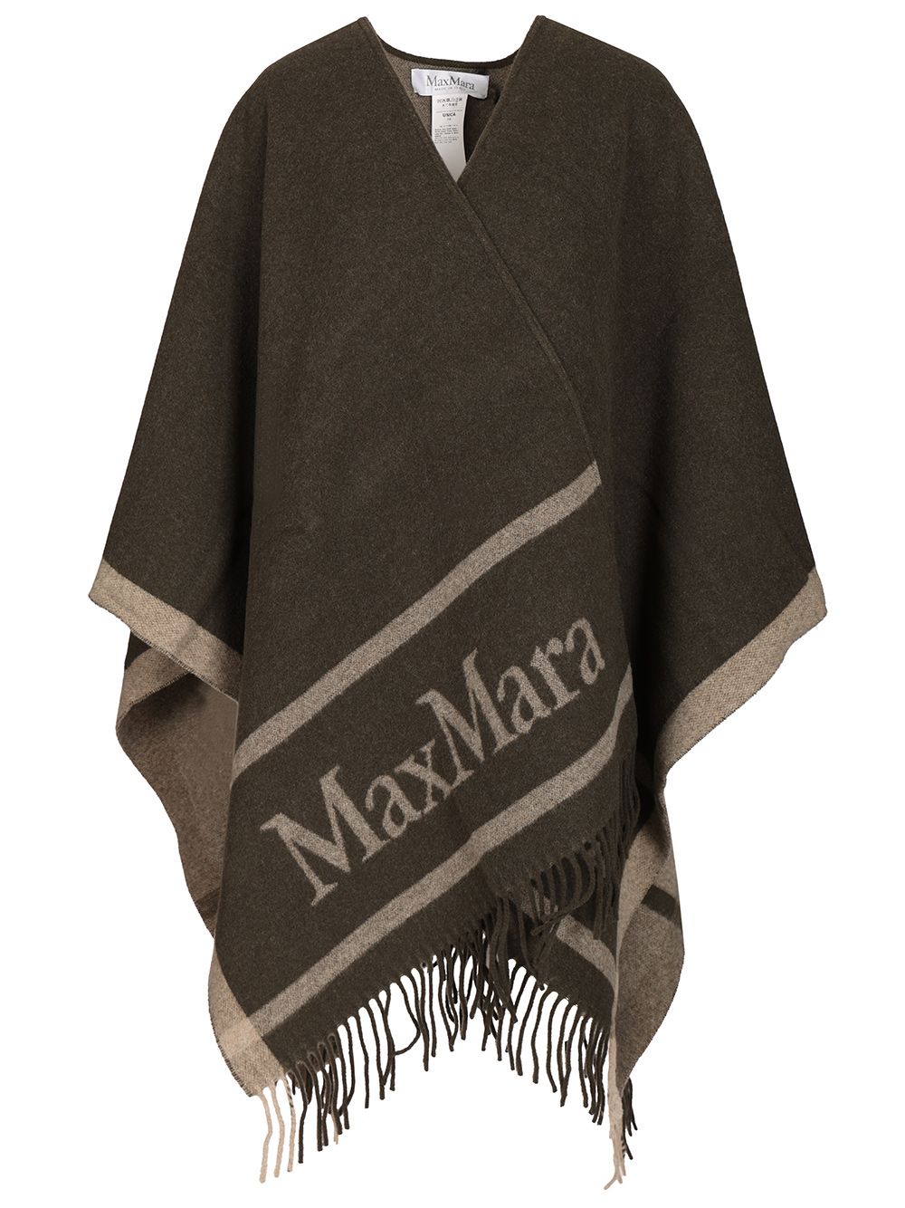 Max Mara Hilde Wool Jaquard Cape Max Mara Logo Jackets - Green | 30377521ea69b6135e93f6198e07bfa0645f70d2