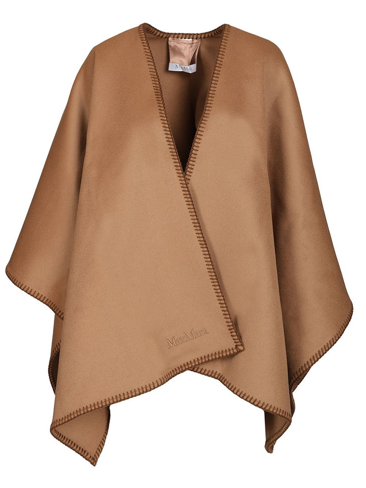 Max Mara Colomba Wool Cape Stitiching Jackets - Beige | 34950fa1c1c68fefcdeda709870d7590fa5c4c61