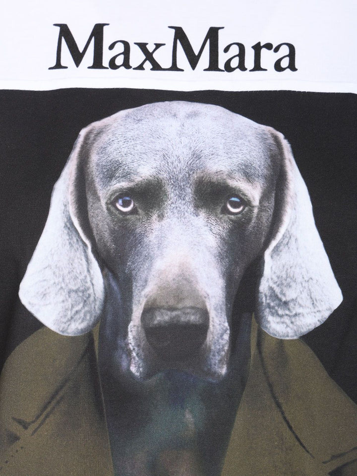 Max Mara Calca Tshirt Cotone Dog Print Khaki Coat T-Shirt - White | 41ef363972ef657eb360e80ab82a68a33c55e54f