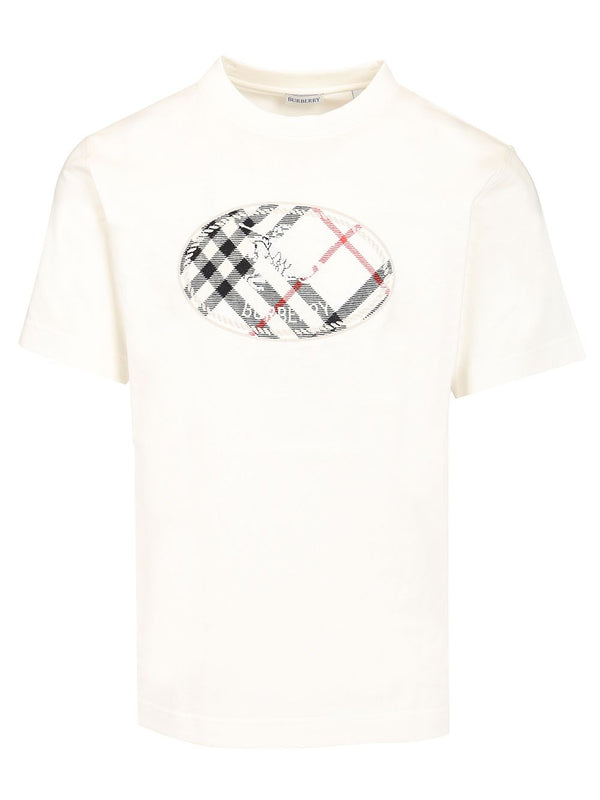 Knight Check Print Cotton T-Shirt White
