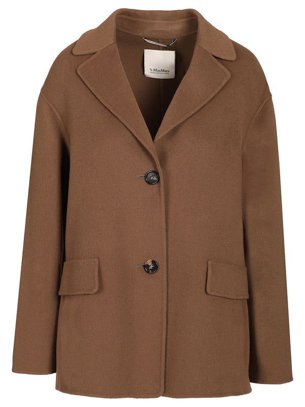 Single-Breasted Double Wool Jacket Jackets Brown