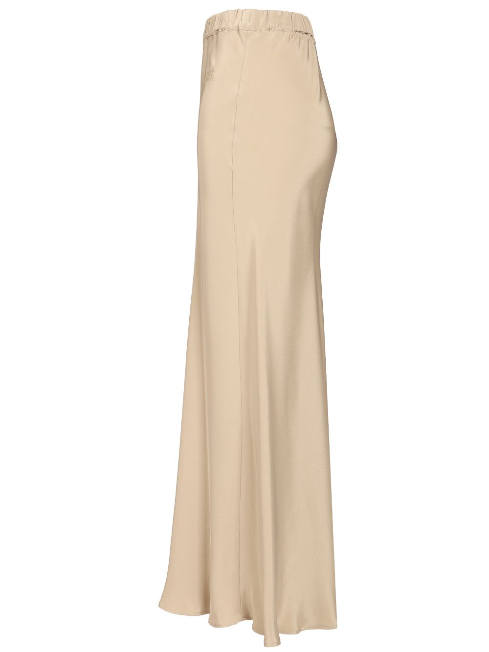 Max Mara Sospiro Long Silk Skirt Side M Logo Skirts - Beige | 8e8cb0497af6abc01beeb529f7f9f3506af54ec7