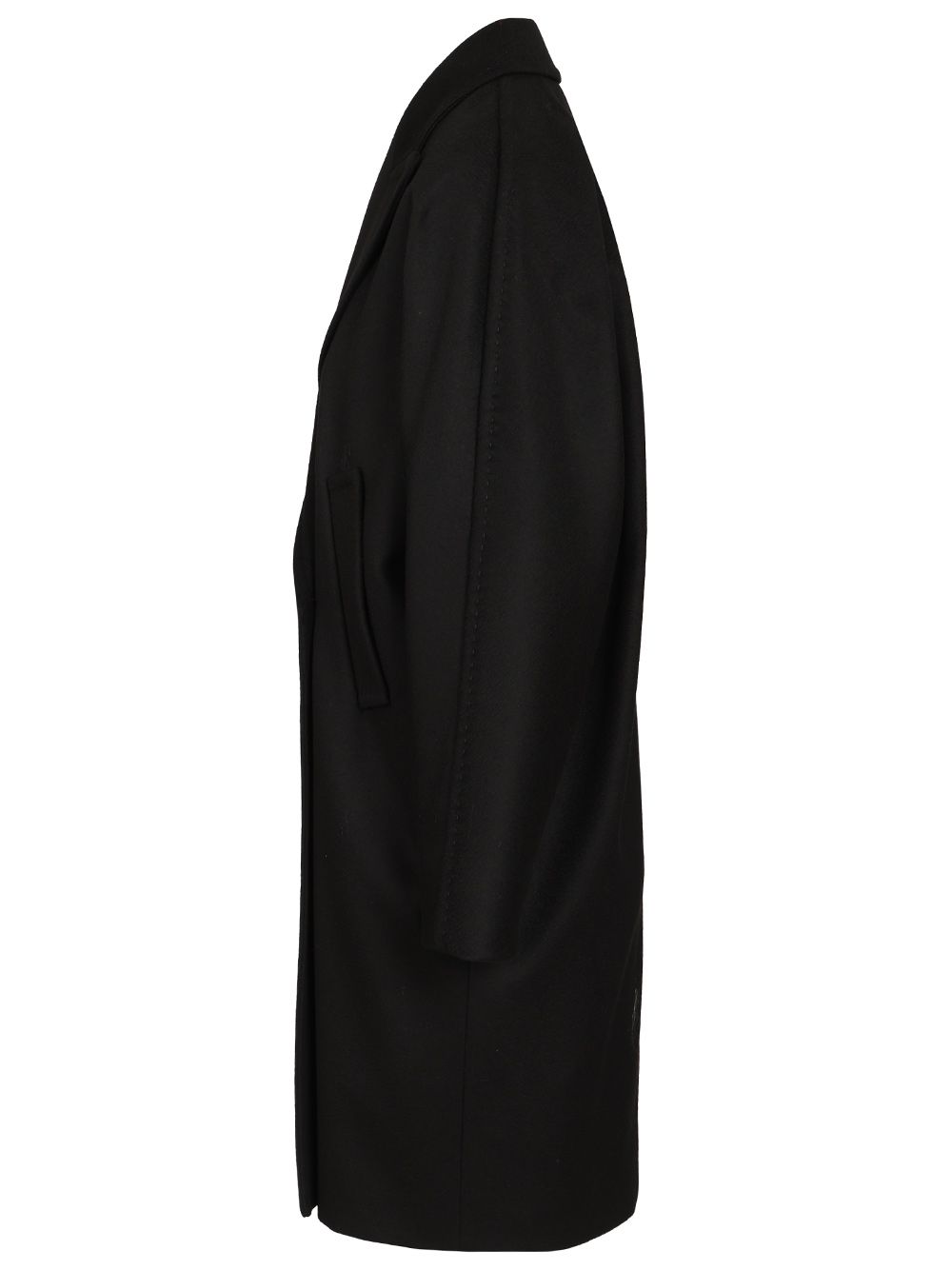 Max Mara Studio Double-Breasted Wool Drap Coat Coats - Black | 9dbcc790fc470b4bf1e24858e5eb6cfa80aca37d