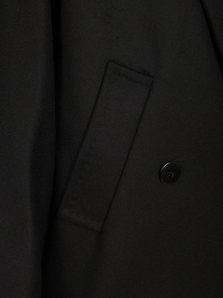 Max Mara Studio Double-Breasted Wool Drap Coat Coats - Black | 62c0022d47fdb4b0f8fbc5861eb6f128e45327fb