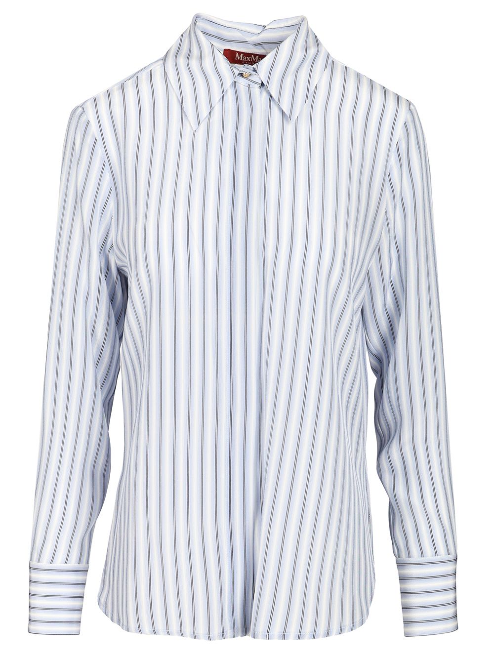 Max Mara Studio Printed Silk Shirt Shirts - Light blue | afe0b250ace3d05f2a4ce81be3d7b60bbd32e14c