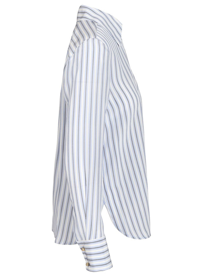 Max Mara Studio Printed Silk Shirt Shirts - Light blue | 6d1276f717ab67f7ac6f29c8f6732f94bbfa0a27