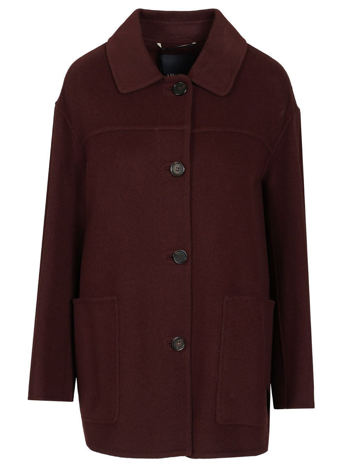 'S Max Mara Short Wool Drap Coat Jackets - Bordeaux | b6f3327215e27e95471e75de3f990089145f188a