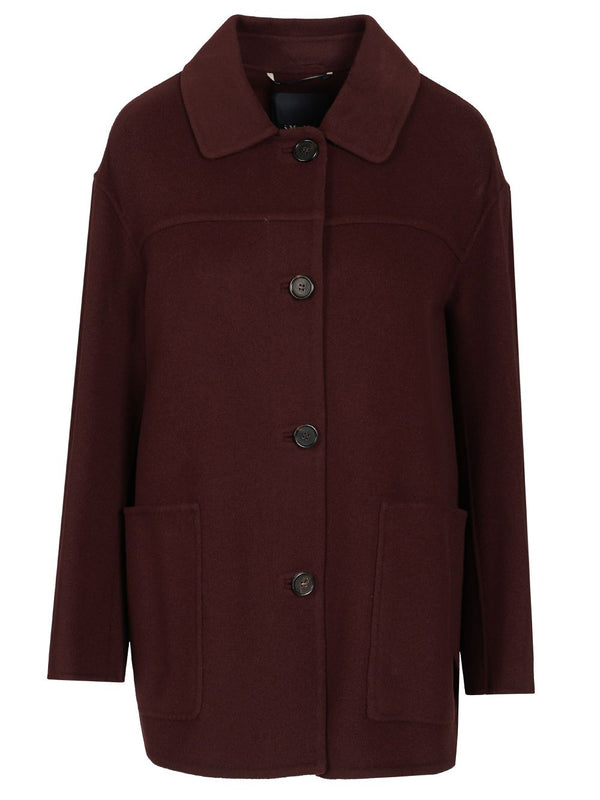 Short Wool Drap Coat Jackets Bordeaux
