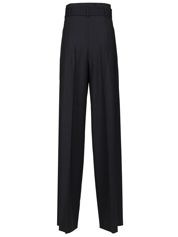 Max Mara Studio High-Waisted Trousers - Blue | cceb064ff2c2576ed32e474b703ea635d04a5874