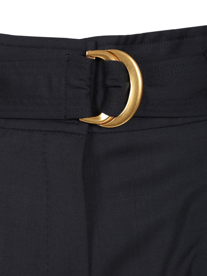 Max Mara Studio High-Waisted Trousers - Blue | 0f013231496d38a6afb26a1e6d53634bce3c1273