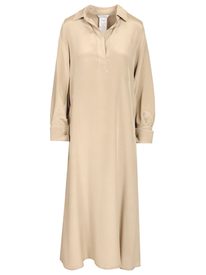 Max Mara Polo Dress In Silk Crêpe De Chine Dresses - Beige | 60d6891e47d892b549356958be34689045be0262