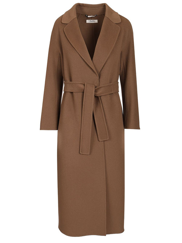 Midi Coat In Wool Drap Coats Brown