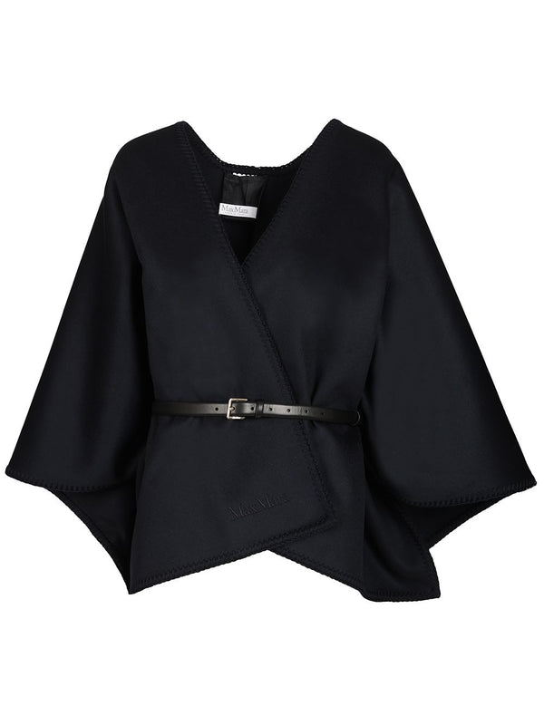 Double Wool Drap Cape Jackets Blue