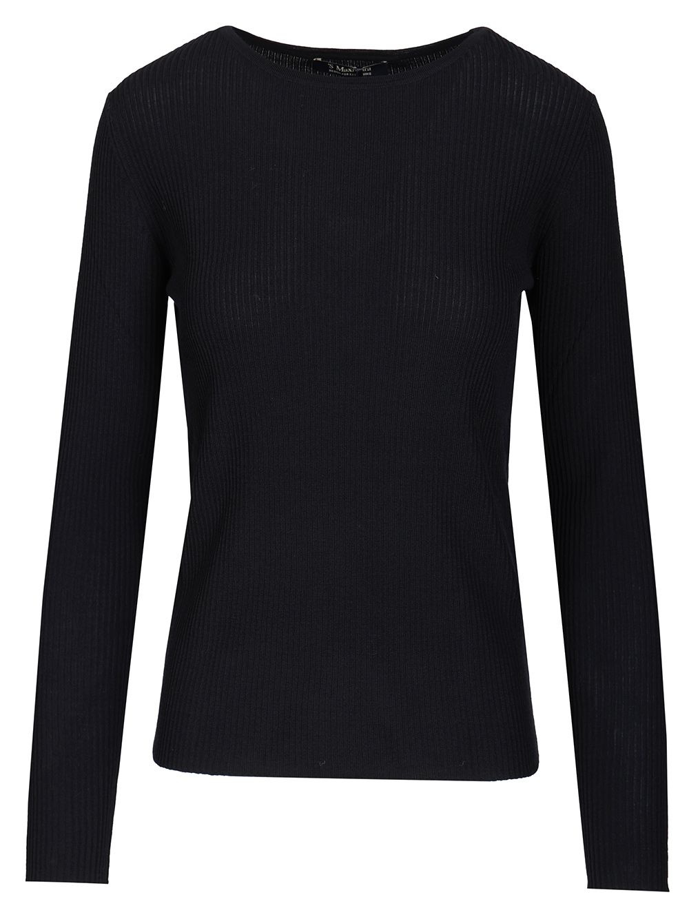 'S Max Mara Disegno Wool Rib Crewneck Long Sleeve Knitwear - Blue | 38c3ed9bde8990389eeab90b3edb94f46993839f
