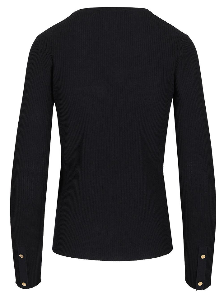 'S Max Mara Disegno Wool Rib Crewneck Long Sleeve Knitwear - Blue | c4858391044f5e33e9faeaf0e005dee30317462a