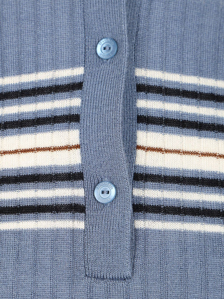 Max Mara Studio Tallero Short Sleeves Striped Polo Knitwear - Multicolor | 99e0f6b4dfd8671f584d7fb5f0184bc2eb8368a8