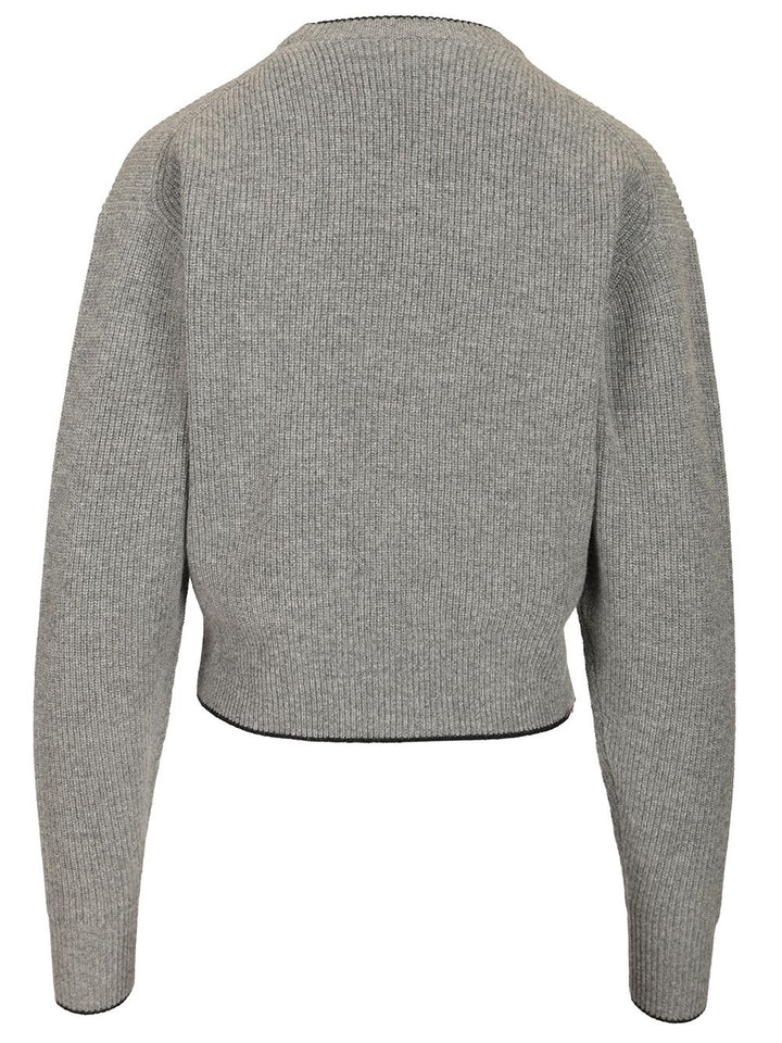 Chloe' Chloe Heart Crewneck Sweater Knitwear - Grey | 8ab9b7cc9cb1e9f38f157fff1f32e1896bb06a5b
