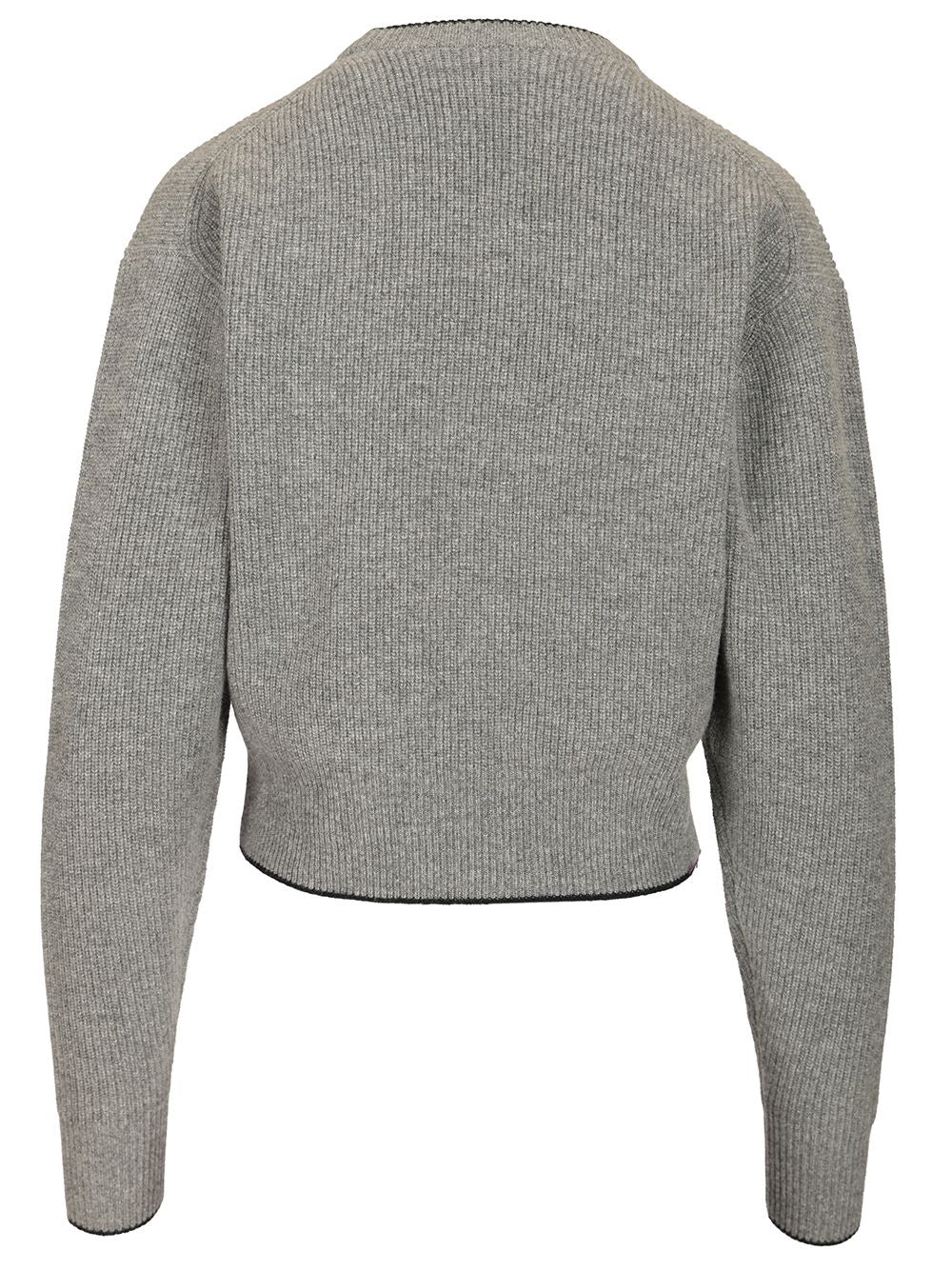 Chloe' Cropped Fitted Shirt With Logo Knitwear - Grey | 8ab9b7cc9cb1e9f38f157fff1f32e1896bb06a5b