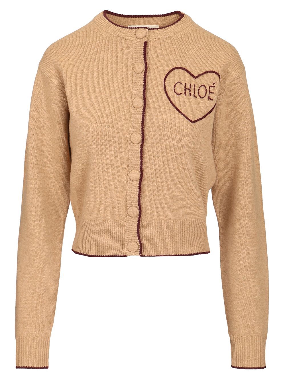 Chloe' Fitted Cardigan With Logo Knitwear - Brown | 9692a0c31cc5f1570803a83e9a88e63555eac799