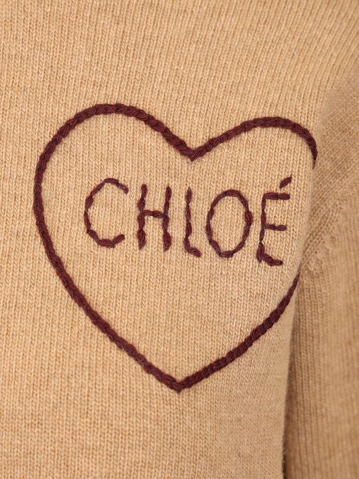 Chloe' Fitted Cardigan With Logo Knitwear - Brown | 4286e99ffb5af8dc4558e65f7fa13ff7a654d888