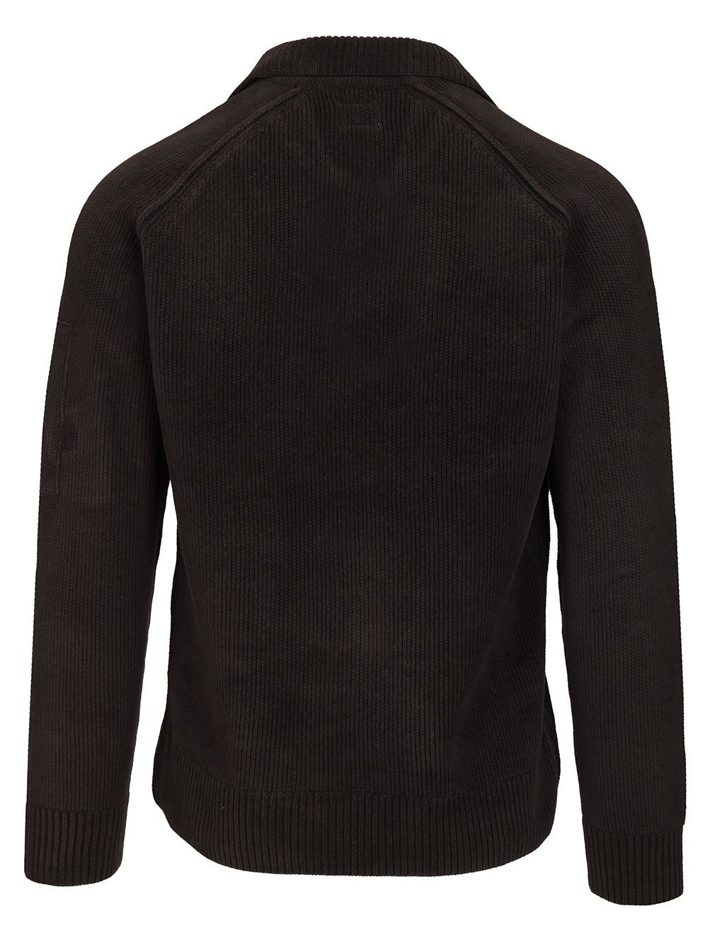 C.P. Company Polo Sweater Made Of Cotton Chenille Knitwear - Black | 1d00c0a15531d90bdc07ad84708292a68645a92e