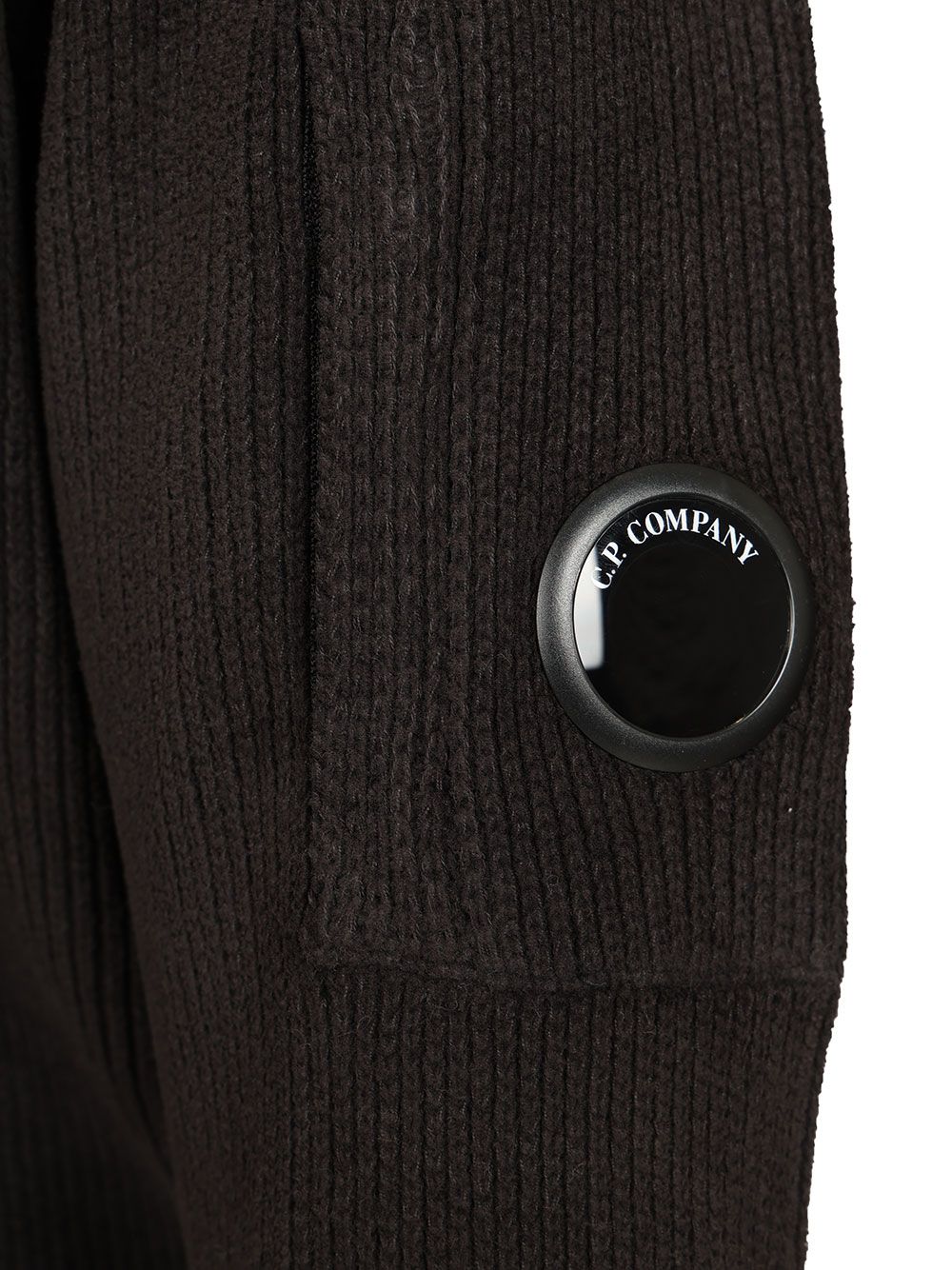 C.P. Company Polo Sweater Made Of Cotton Chenille Knitwear - Black | a10dafb7b385d4e90ac67178ab775d91464ff835