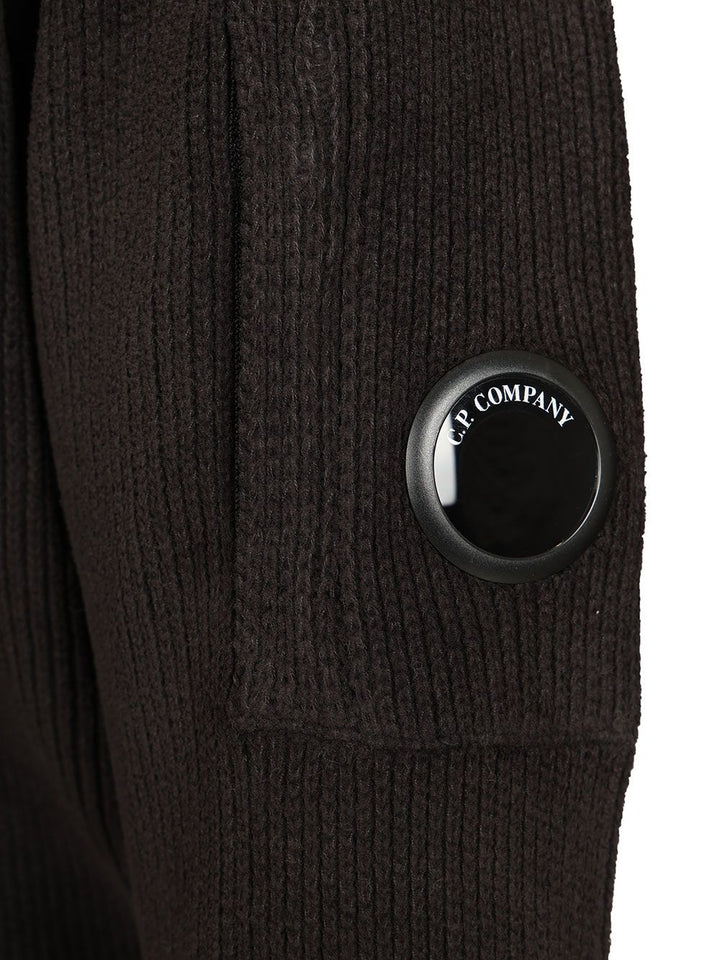 C.P. Company Polo Sweater Made Of Cotton Chenille Knitwear - Black | a10dafb7b385d4e90ac67178ab775d91464ff835