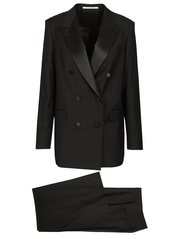 Double-Breasted Wool Tuxedo Dresses Black