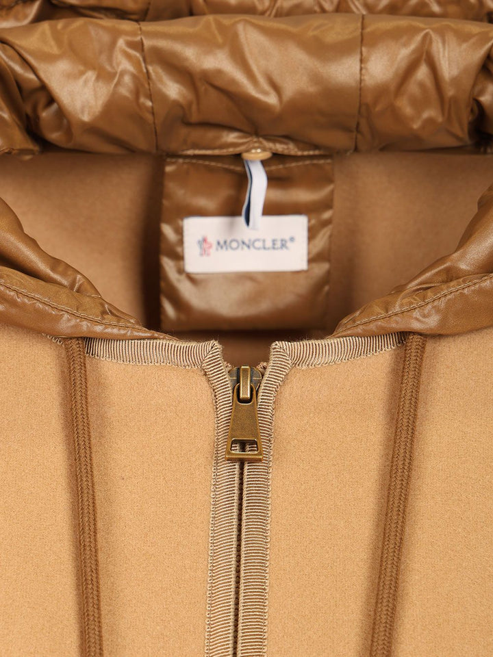 Moncler Padded Cape In Wool Blend Jackets - Beige | 0713c01da74f084306d20f1588a79b983479b501