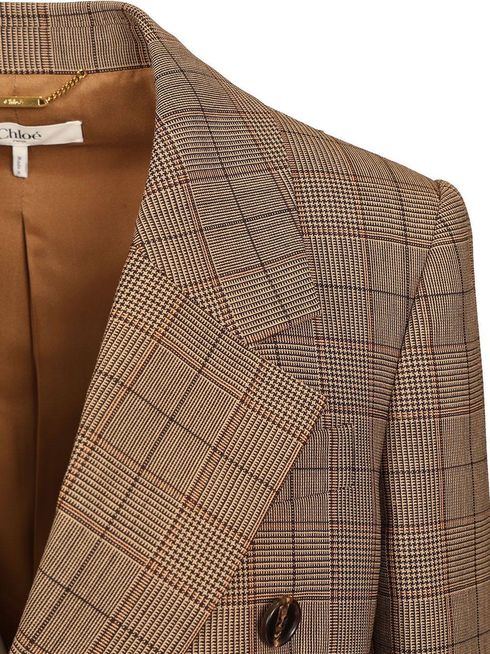 Chloe' Double Breasted Oversize Check Blazer Jackets - Brown | 003fb4a385286494daf55195920e8bc96b679ee1
