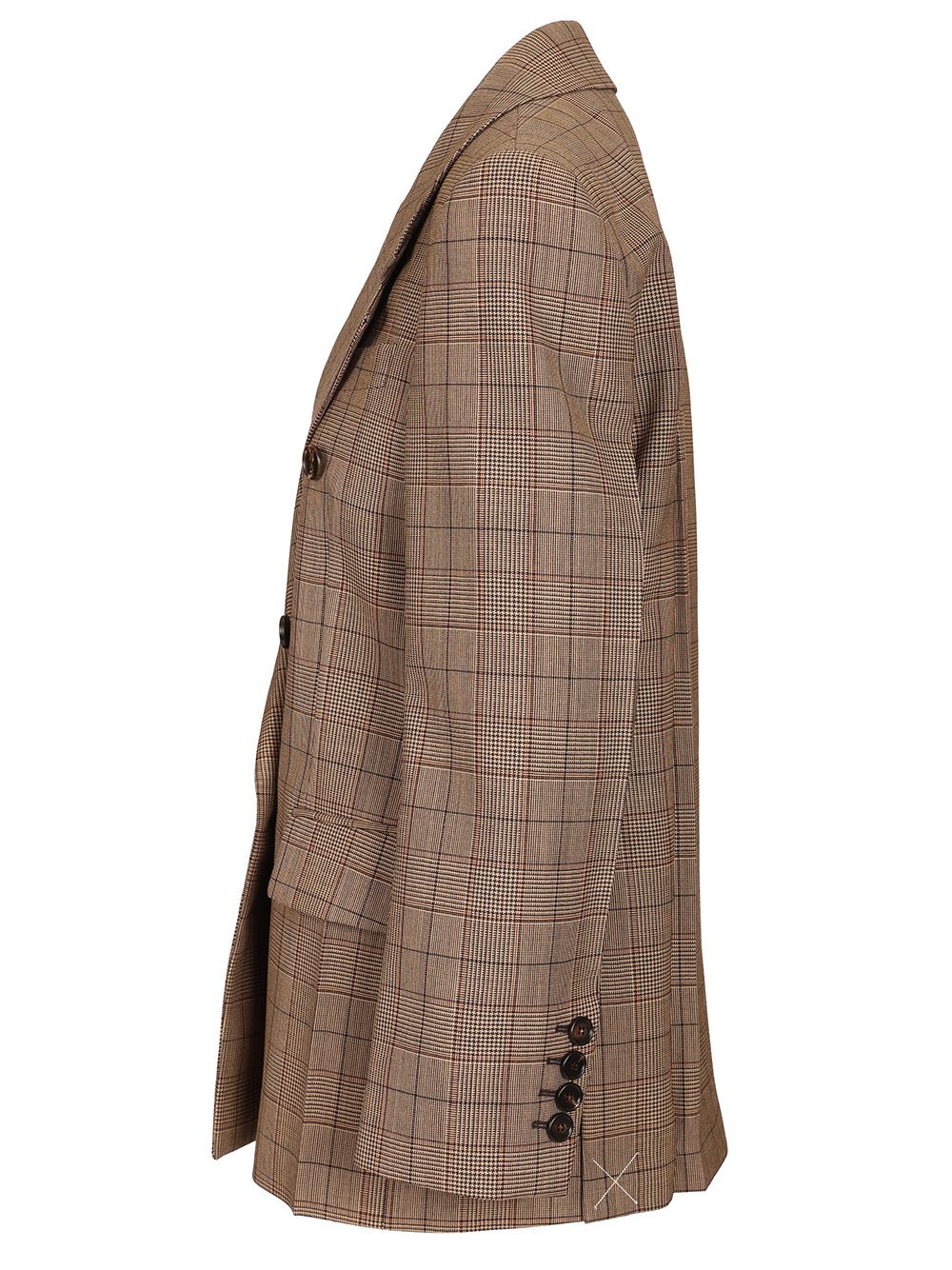 Chloe' Double Breasted Oversize Check Blazer Jackets - Brown | f089d309e136ca04394cf324a5e3a34218454a87