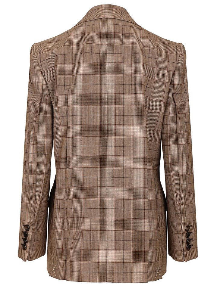 Chloe' Double Breasted Oversize Check Blazer Jackets - Brown | 32012d8a7671c8feeaa136bb1ec7986efb1ba21c