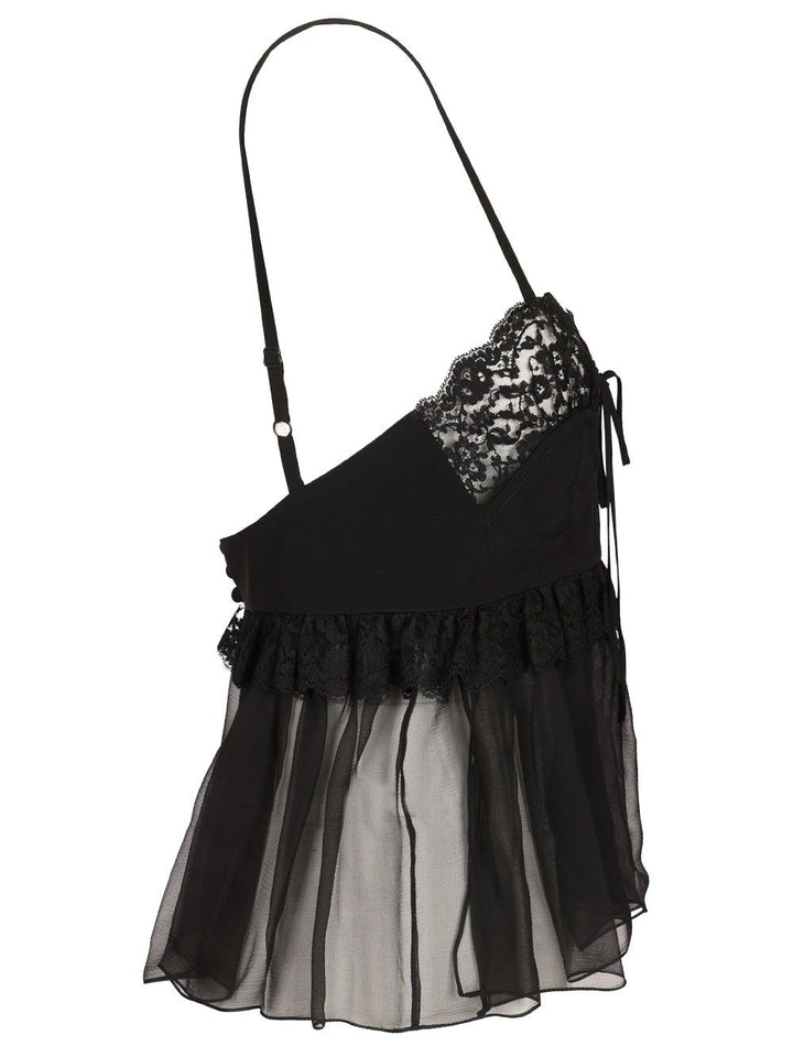Chloe' Lace Silk Viscose Slip Top Tops - Black | 48bf302feebe2dd2bd97c5502f64caad9a5a5d93
