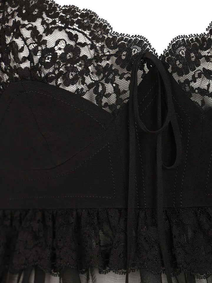 Chloe' Lace Silk Viscose Slip Top Tops - Black | 9ff780f08f1fc037898e4bd8e2390b75d1ce5399