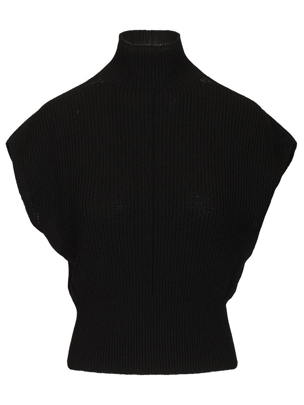 Sleeveless Turtle Neck Heavy Wool Knit Knitwear Black
