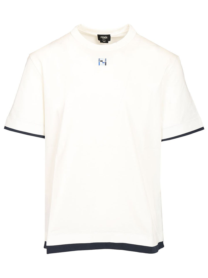 Fendi Over Light J+Ff Stitch T-Shirt - White | 8cb6287468f4d369a5721779898ab227d9eb2208