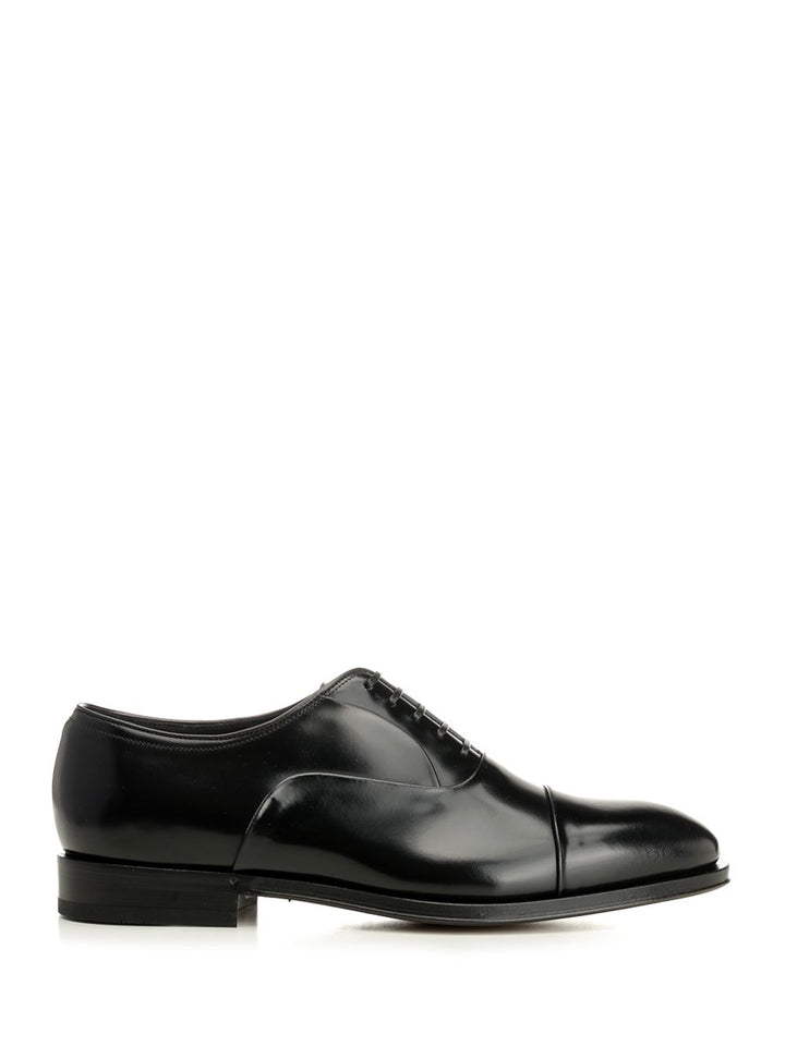 Ferragamo Oxford With Toe Cap Lace-Up Shoes - Black | b18e8205358d8963b924e2c9389b28644481ba56