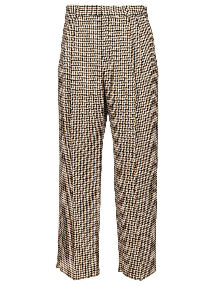 Emporio Armani Pleated Wide-Leg  In A Tartan Check Motif Trousers - Multicolor | 2e72a690fa146beb93c1f7c5b98f6cff0dff9d08