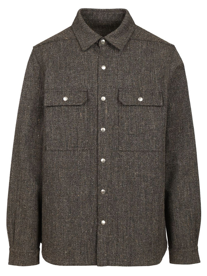 Rick Owens Outershirt Carbone Wool Jackets - Black | 13b41792831a8bfb40c7af4743486350e5a5473c