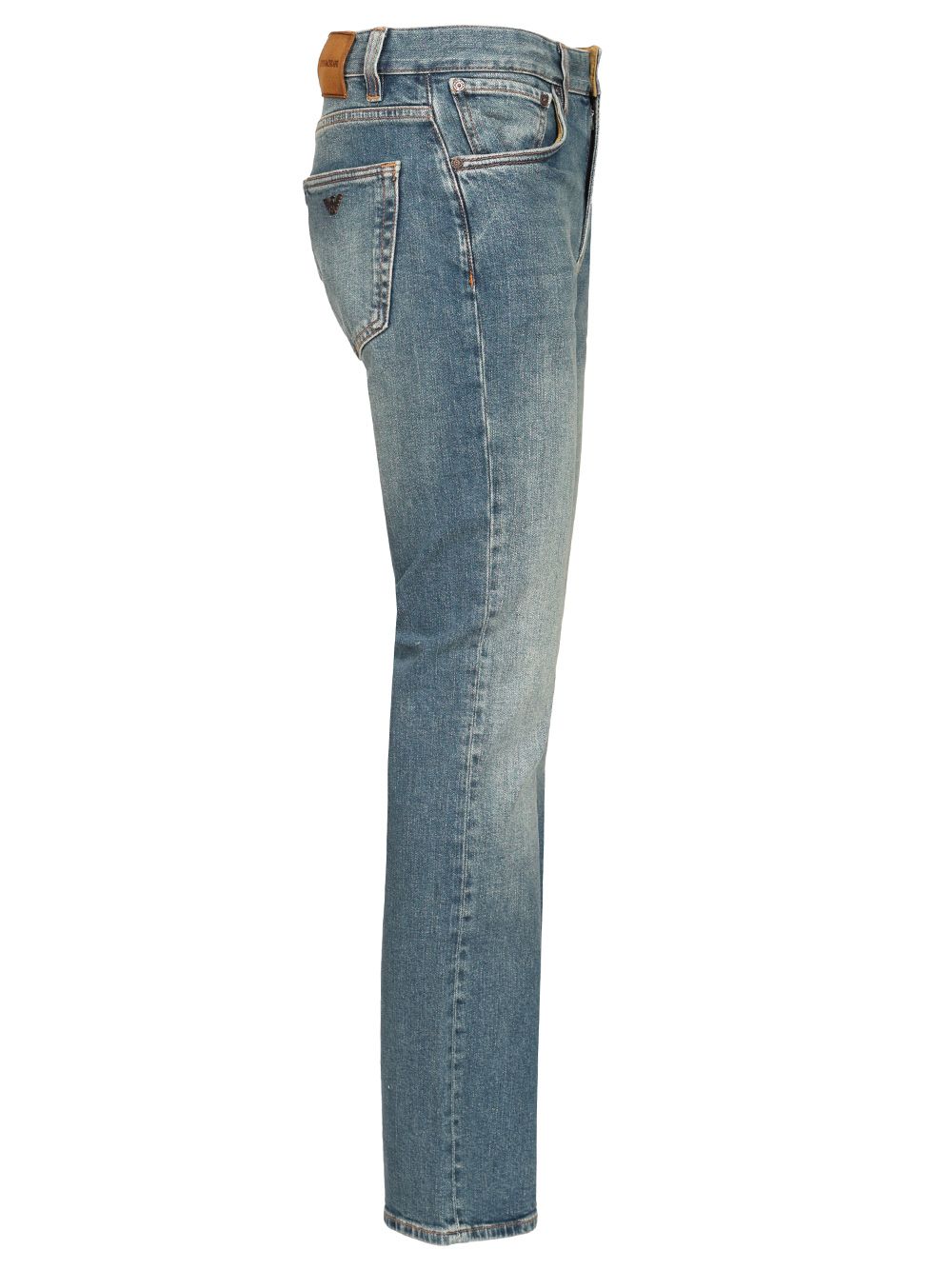 Emporio Armani Straight-Leg  With Blue Wash With Five-Pocket Design Jeans - Blue | ba3cd4ef585a2b992cfdfd6bb60c9819f3bc18cd
