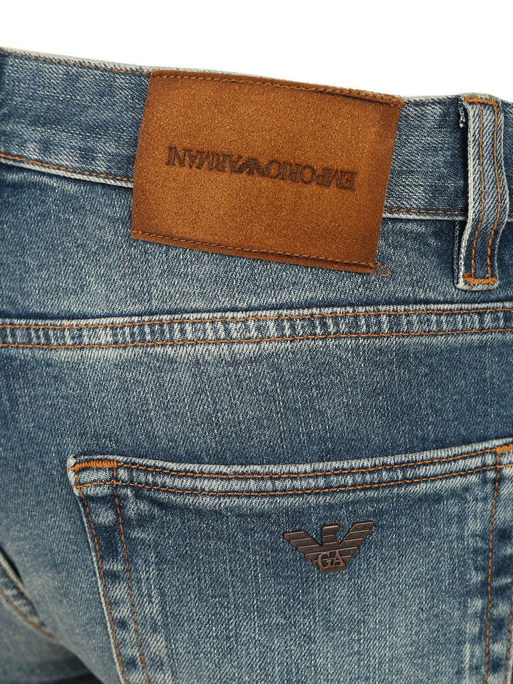 Emporio Armani Straight-Leg  With Blue Wash With Five-Pocket Design Jeans - Blue | 4e4411ad96c7b4b555ea31d956585a2d5445ba7c