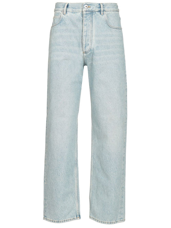 Wide Leg Trousers Sky Bleached Denim Jeans Light Blue