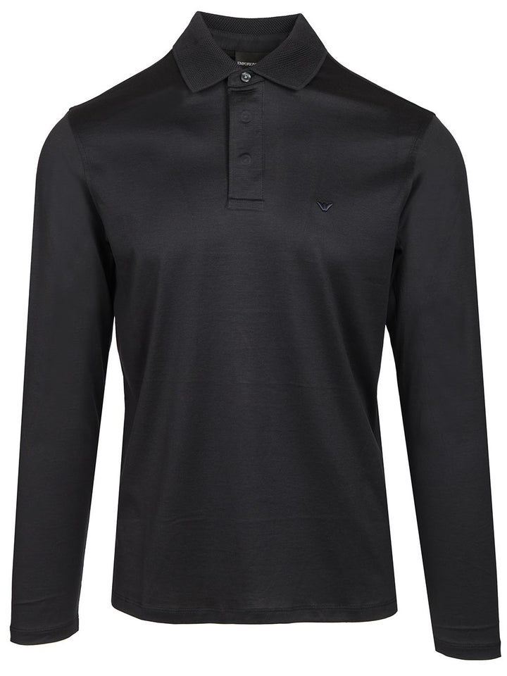 Emporio Armani Long-Sleeved Polo shirt - Blue | 8735a640e39a74d9a67d0afb04e28da7379385dc