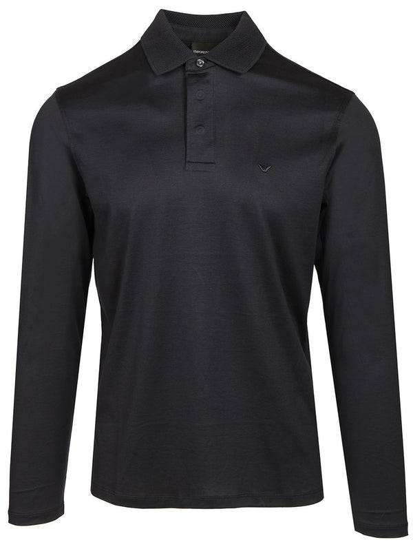 Long-Sleeved Polo Shirt Blue