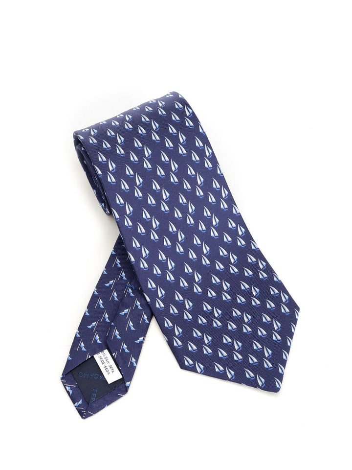 Ferragamo Nautical Print Tie Ties And Bow Ties - Blue | 2837664fd3780daa10b53f3737cff4e971c8cce3