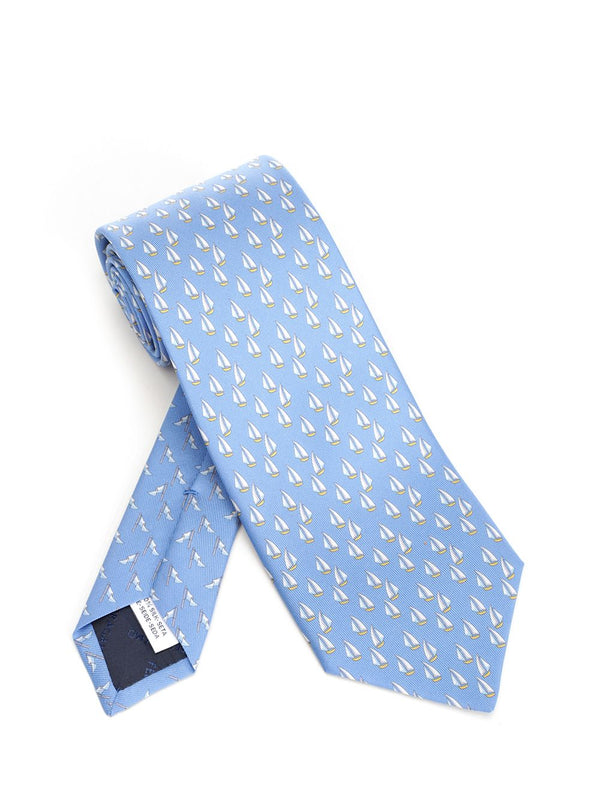 Nautical Print Tie Blue