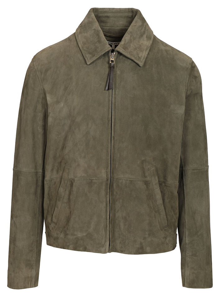 Loewe Lightweight Suede Lambskin Jacket Jackets - Green | 713b2172570d8930cf8ea9f2e3810295deeff56c